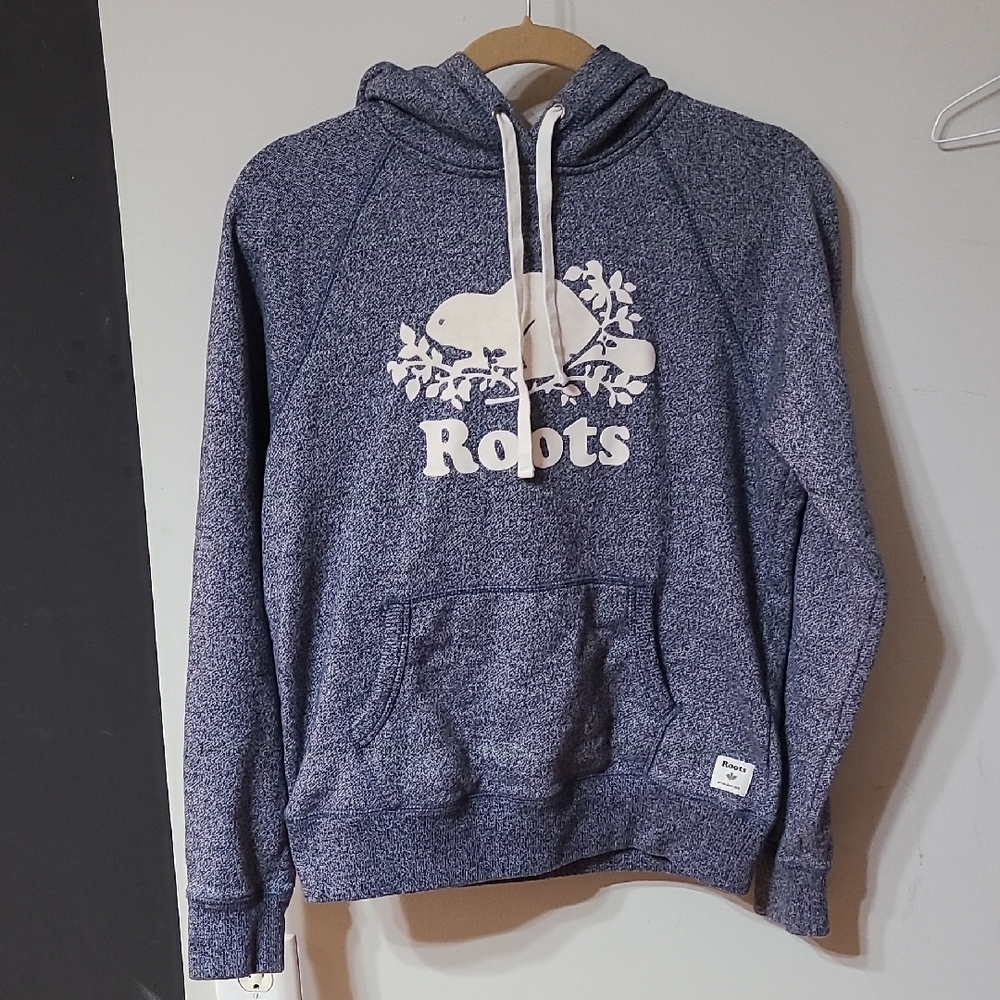 Roots Original Kanga Heathered Blue Hoodie Size Small